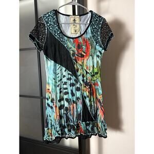 Y2K Fleur de Lis Brand Tunic Dress Size Small